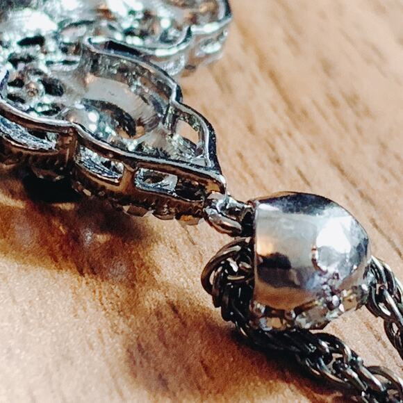 Gothic Cross Necklace Black Glass Rhinestone Silver Tone Statement Faith Pendant - Picture 13 of 13